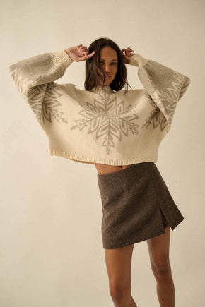 Cream Snowflake Dolman Sleeve Sweater