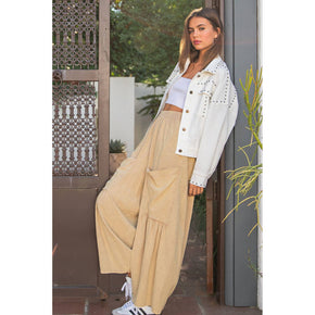 Taupe Mineral Washed Wide Leg