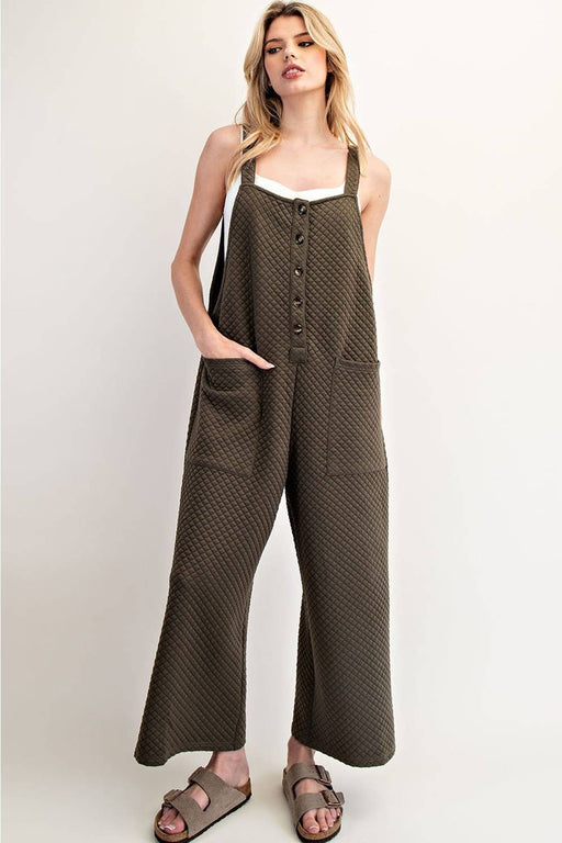 Dry Herb Textured Sleeveless Jumpsuit
