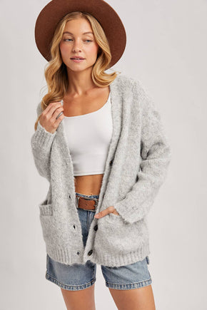 Latte Button Down Knit Sweater Cardigan