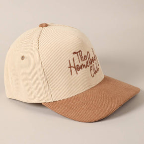 The Homebody Club Two-Tone Corduroy 5 Panel Cap In Beige