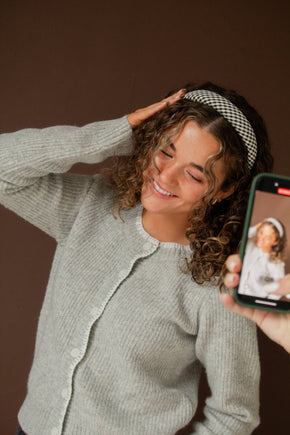 White & Black Checked Headband