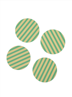 Set of Four Green & Lime Striped Coasters