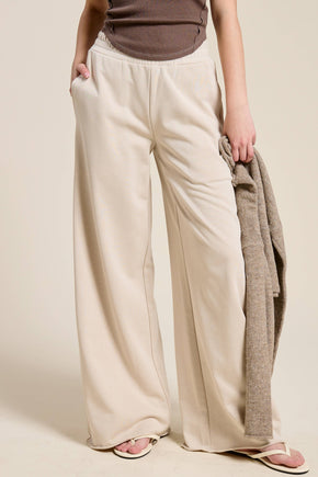 Beige Wide Leg Sweatpants