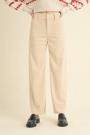 Beige Mixed Corduroy Pants