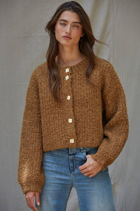 Brown Knit Sweater With Buttons