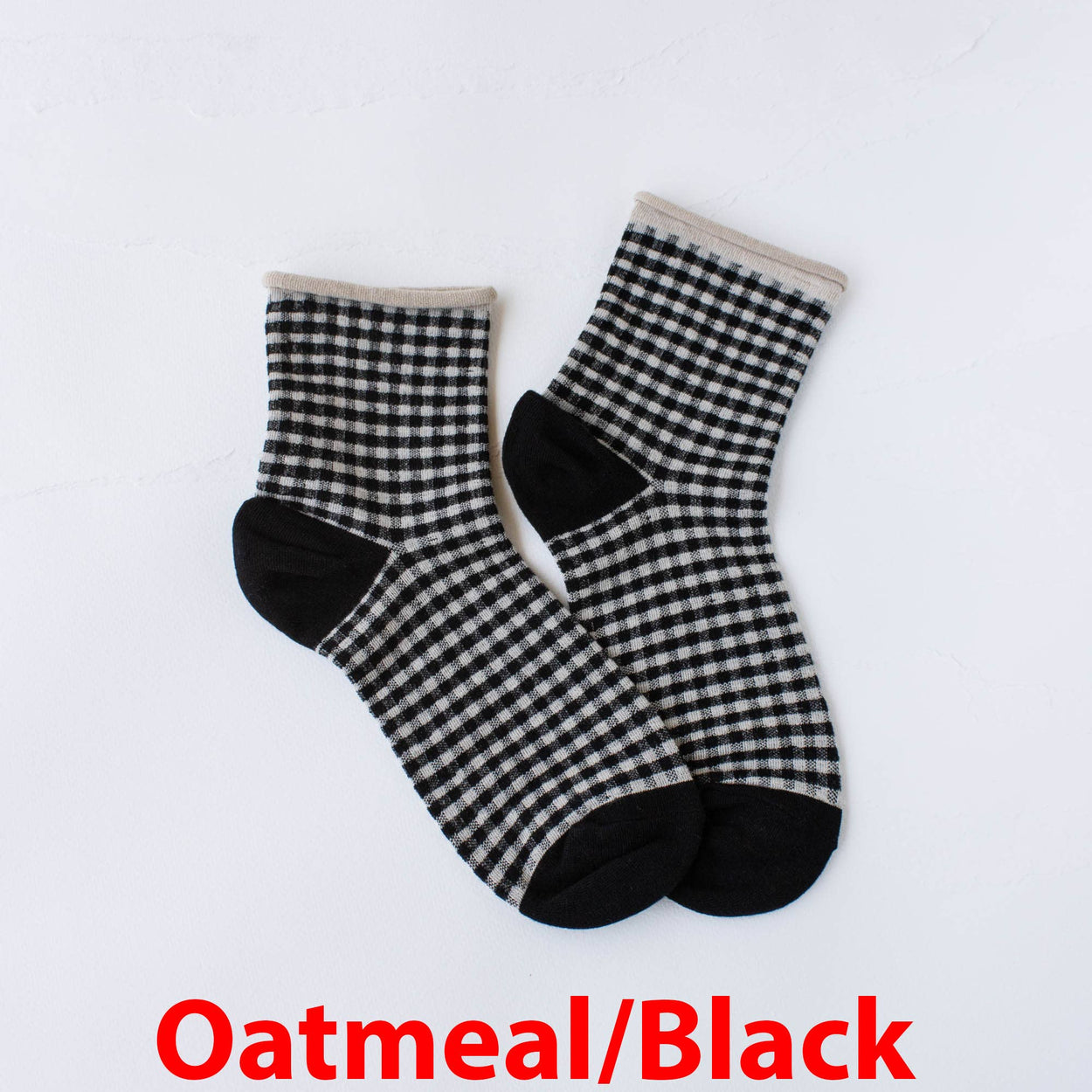 Oatmeal & Red Picnic Mid Crew Socks
