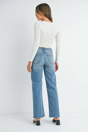 High Rise Straight Light Denim Jeans