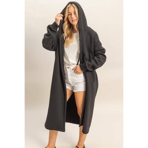 Grey Fleece French Terry Hood Coat