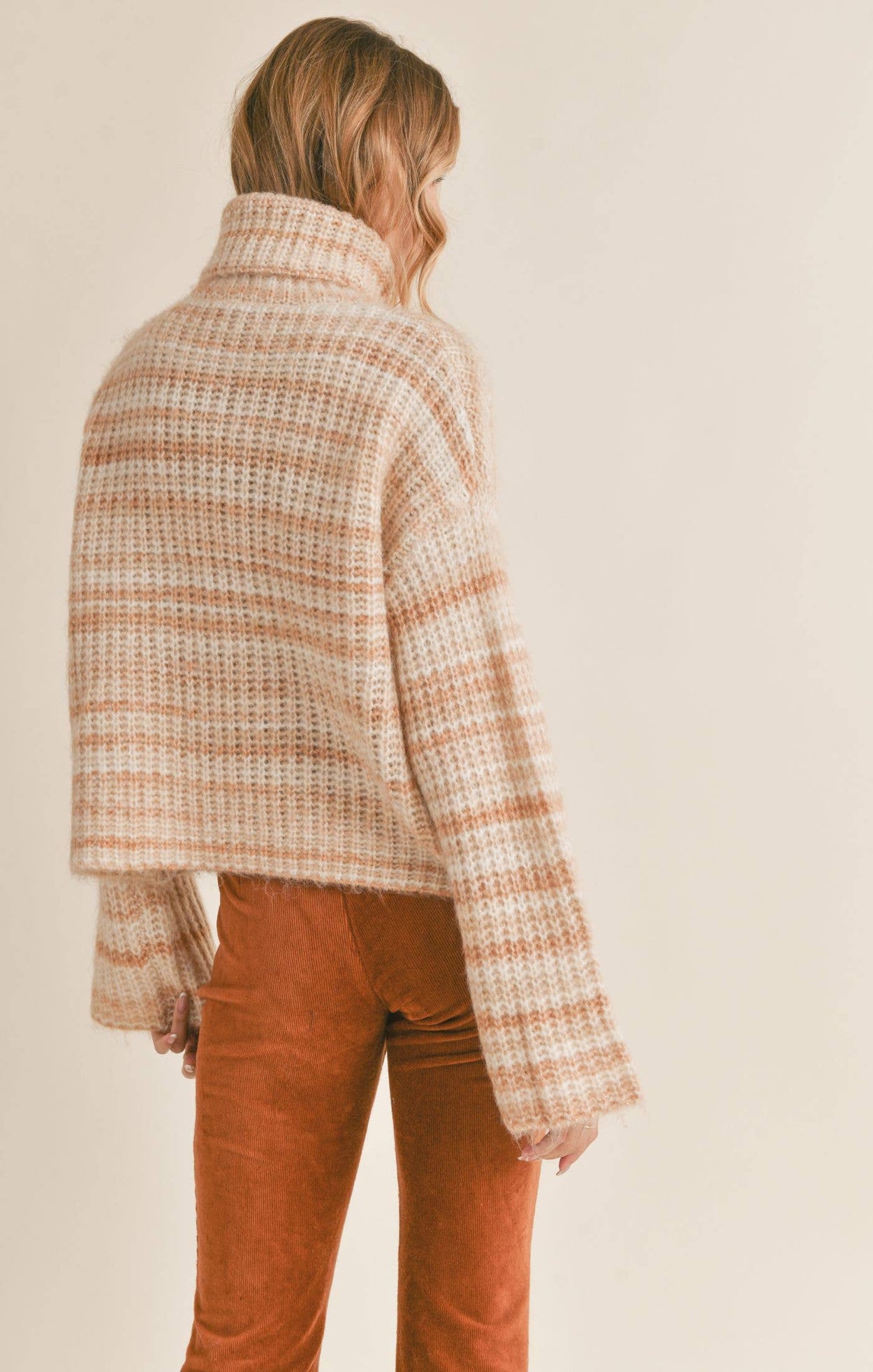 Cream Multi Turtleneck Sweater