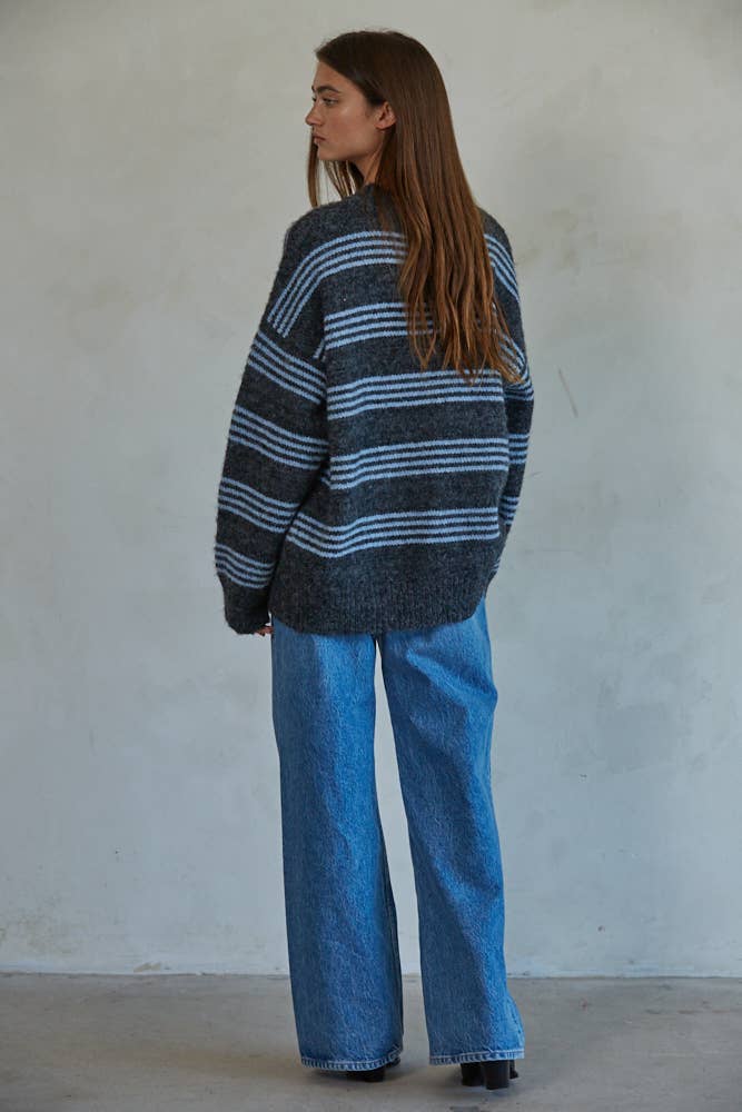 Charcoal Blue Striped Sweater