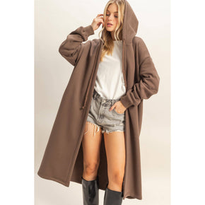 Grey Fleece French Terry Hood Coat