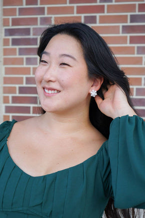 White Shimmer Snowflake Studs