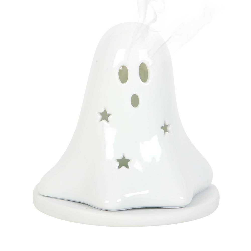 Ceramic Halloween Ghost Tealight and Incense Cone Holder