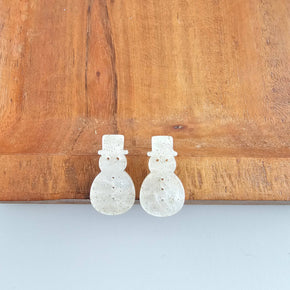 White Shimmer Snowman Studs
