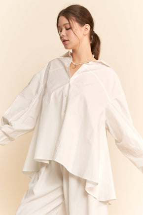 Plus Cream Blouse Long Sleeve Shirt