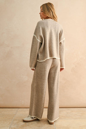 Mocha High Neck Long Sleeve Sweater Top