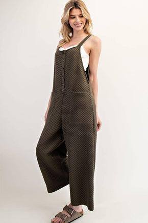 Dry Herb Textured Sleeveless Jumpsuit