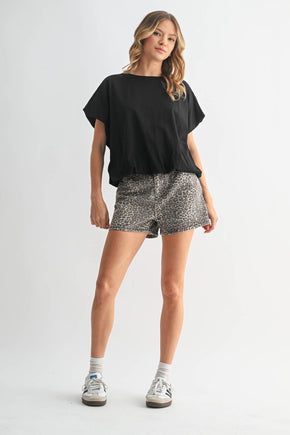 Black Bubble Hem Knit Top