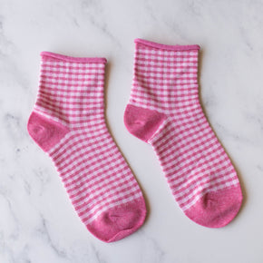 Oatmeal & Red Picnic Mid Crew Socks