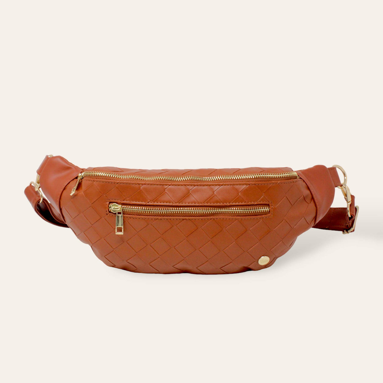 Woven Cognac Belt Bag