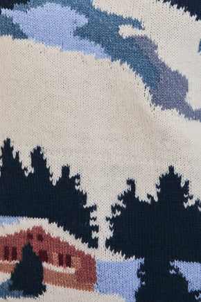 Navy Ski Village Graphic Sweater