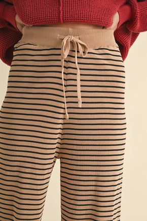 Taupe Striped Knit Pant