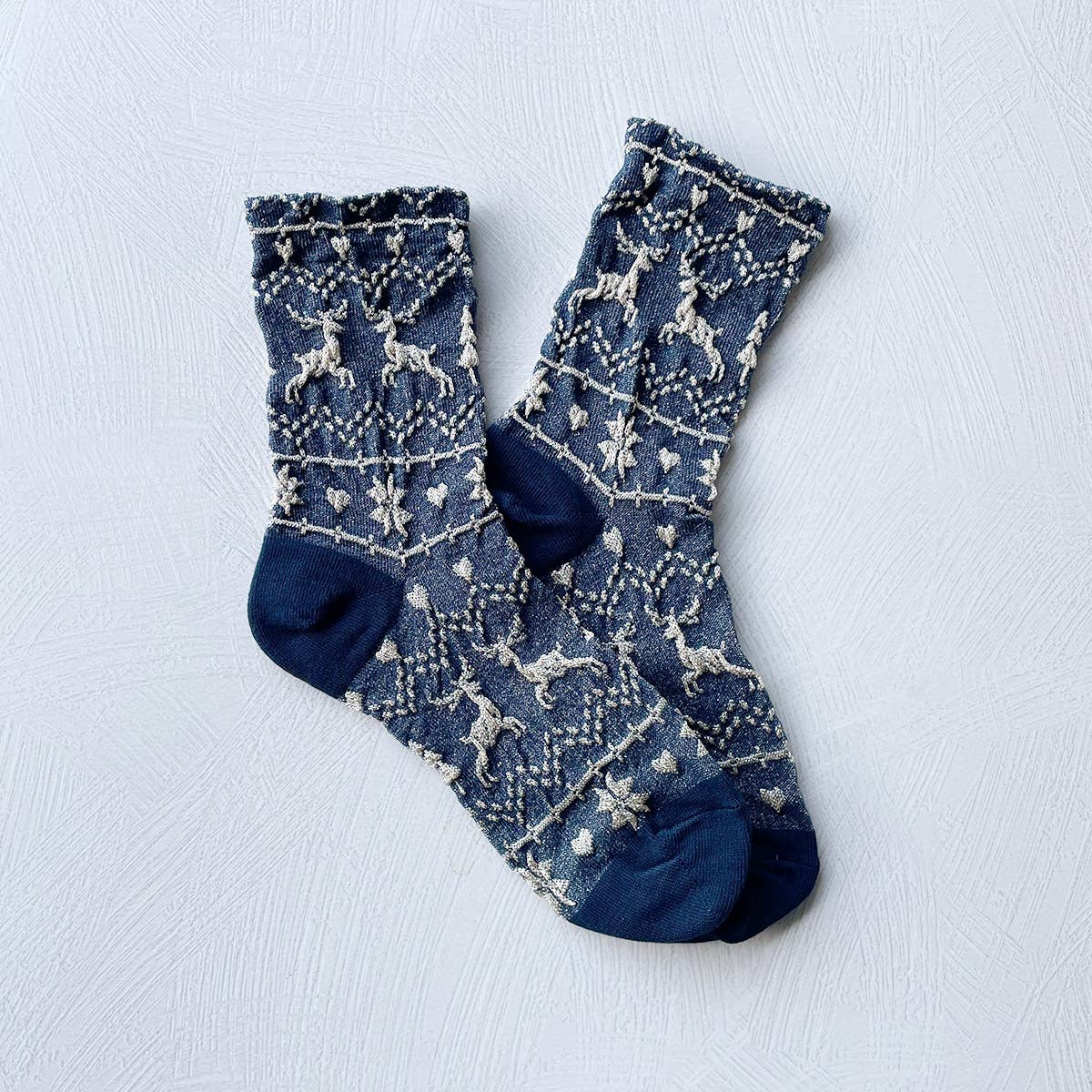 Navy Christmas Glitter Crew Socks