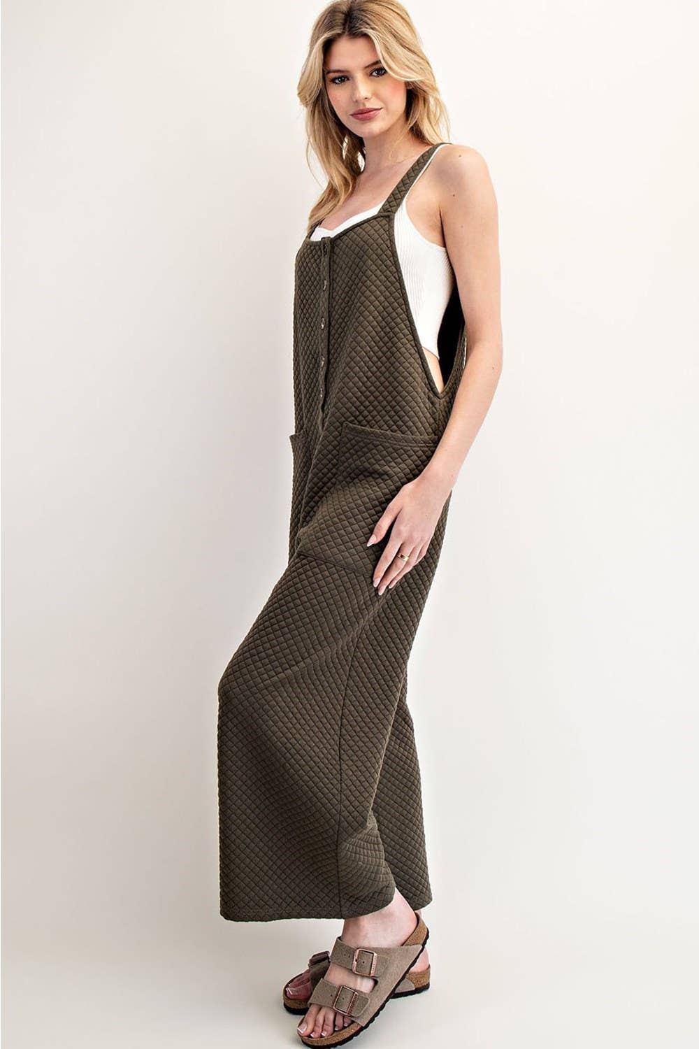 Dry Herb Textured Sleeveless Jumpsuit