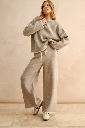 Mocha Wide Leg Sweater Pants
