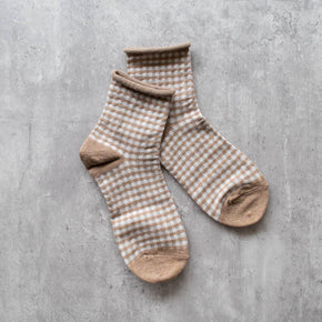 Oatmeal & Red Picnic Mid Crew Socks