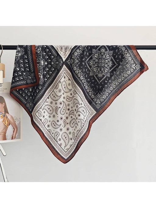 Black Vintage Elegant Paisley Patchwork Square Scarf
