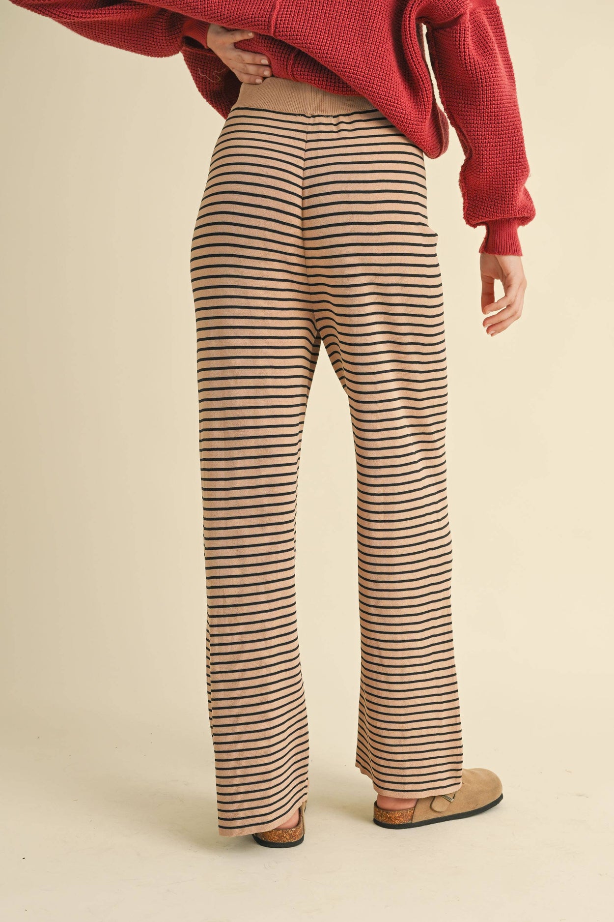 Taupe Striped Knit Pant