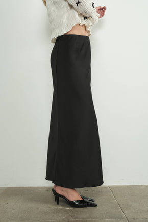 Black Leopard Satin Effect Midi Skirt With Lining