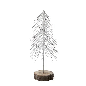 Metal Bristle Tree On Wood Base