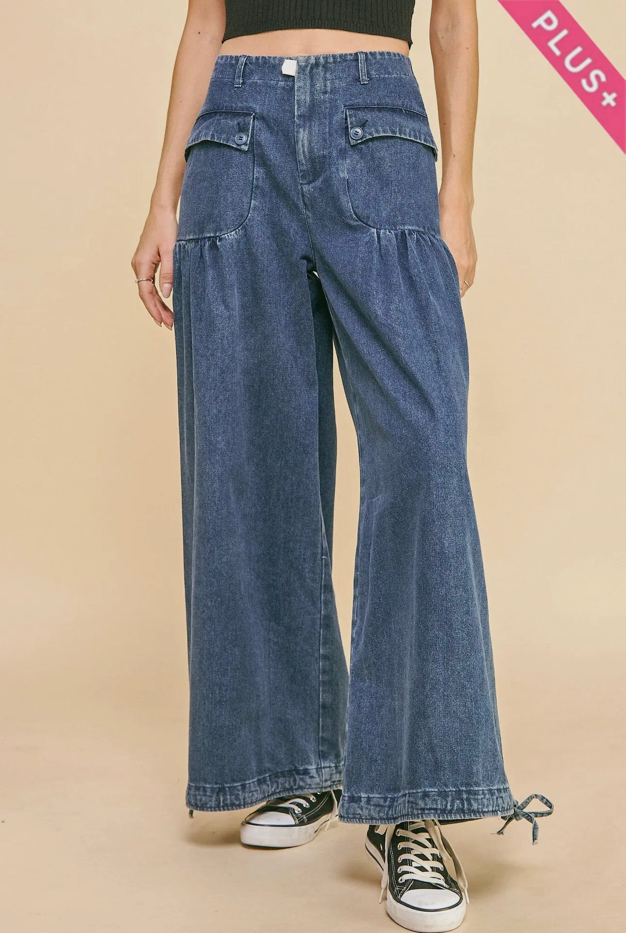 Plus Wide Leg Denim Jeans