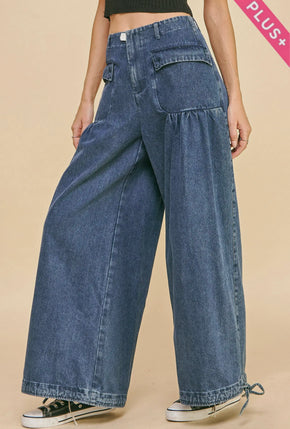 Plus Wide Leg Denim Jeans