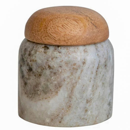 Small Marble Canister With Mango Wood Lid