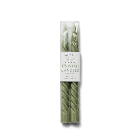 Forest Green Twisted Taper Candles