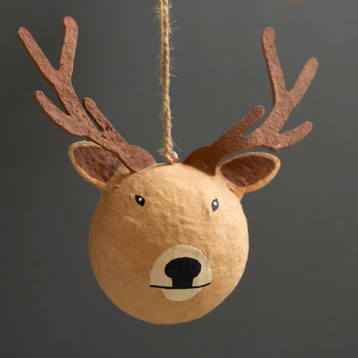 Paper Mache Reindeer Christmas Ornament