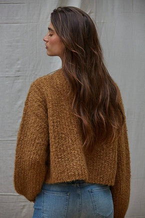 Brown Knit Sweater With Buttons