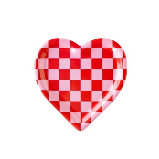 Checkered Heart Shaped Paper Plate