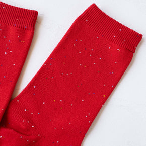 Red Women's Holiday Glitter Socks