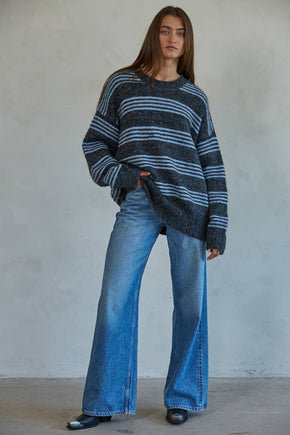 Charcoal Blue Striped Sweater