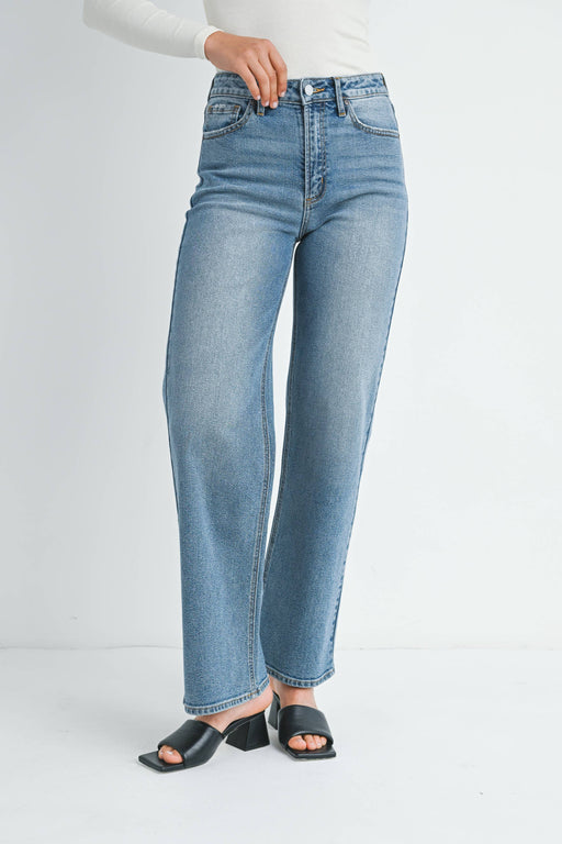 High Rise Straight Light Denim Jeans