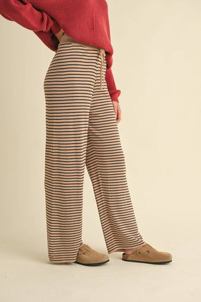 Taupe Striped Knit Pant