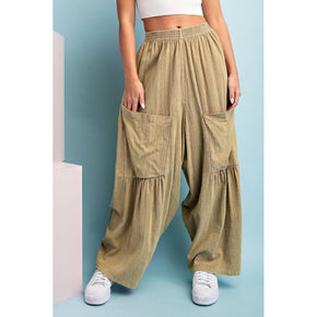 Taupe Mineral Washed Wide Leg