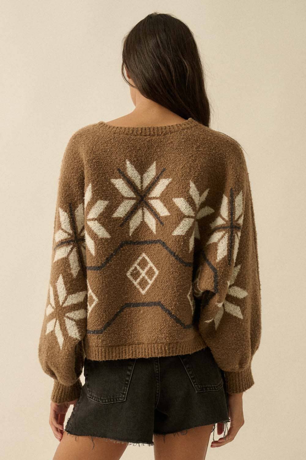 Mocha Textured Dolman-Sleeve Sweater