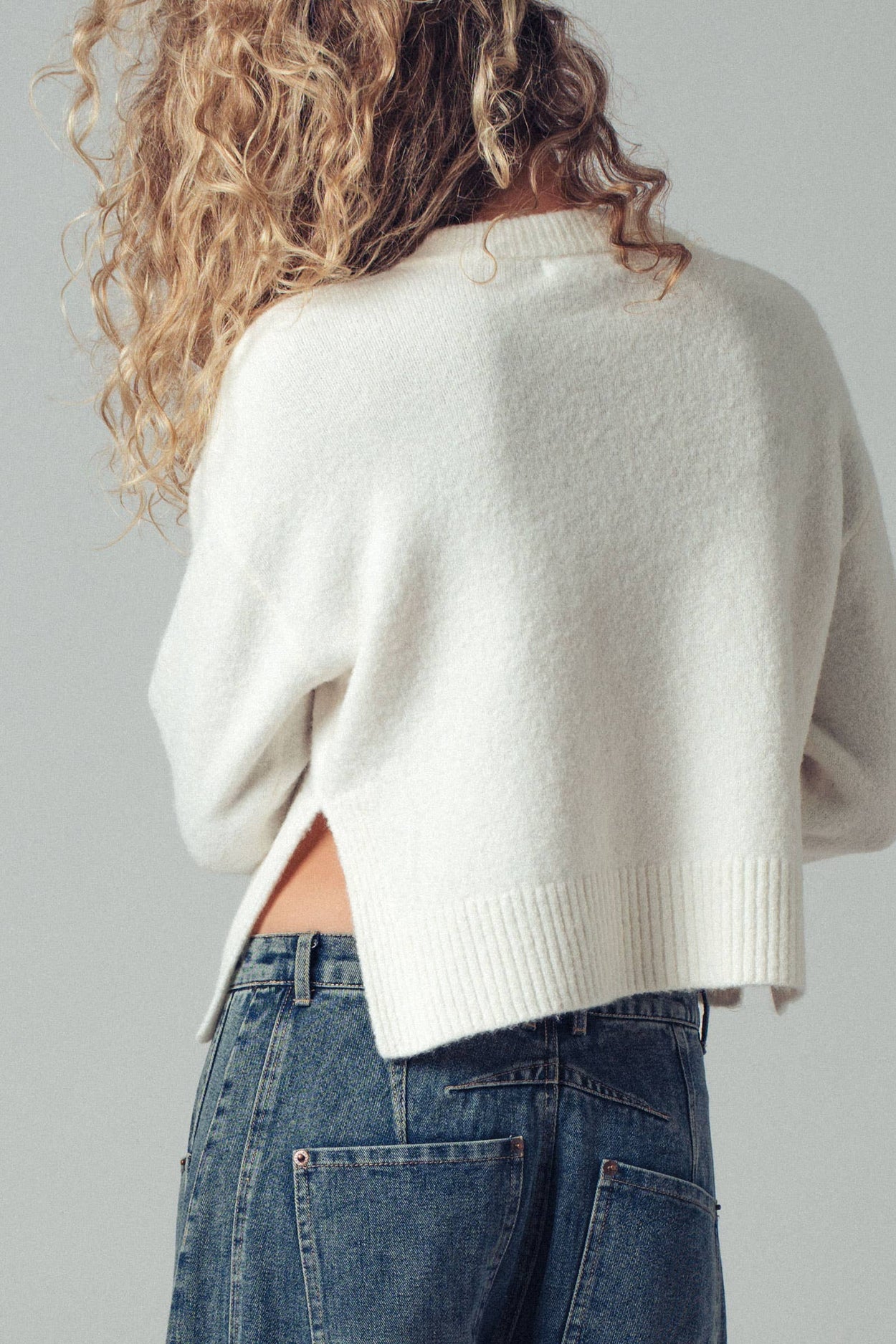 Ivory Relaxed Wool Button-Up Cardigan