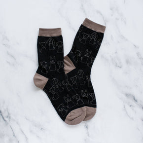 Black Dog Outline Socks